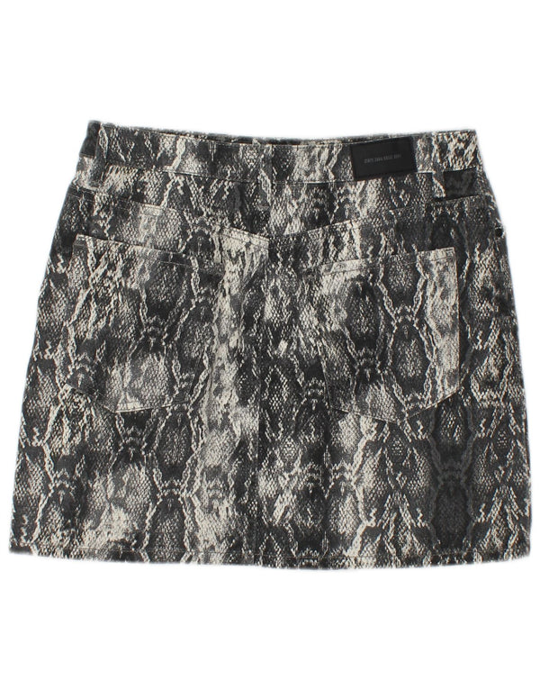 Fustă mini pentru femei ZARA Medium W30 Gri Animal Print Bumbac