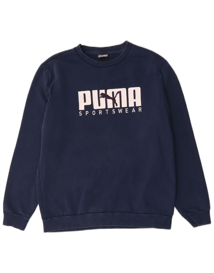 Hanorac grafic pentru bărbați Puma Pulover mediu din bumbac bleumarin