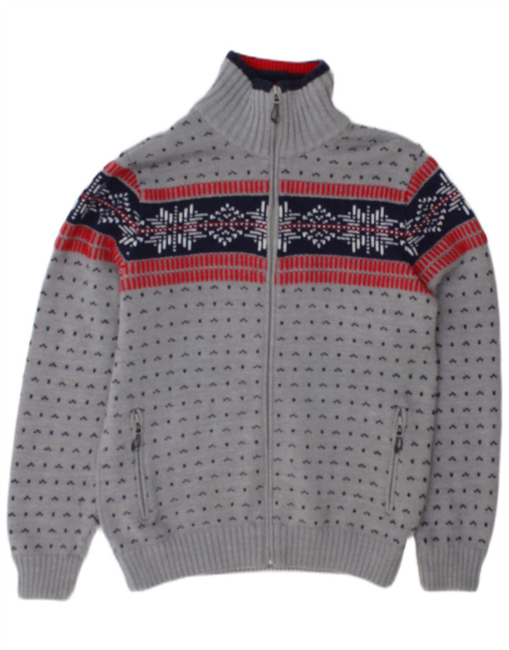 Pulover cardigan cu fermoar complet CMP pentru bărbați IT 50 gri mediu acrilic Fair Isle