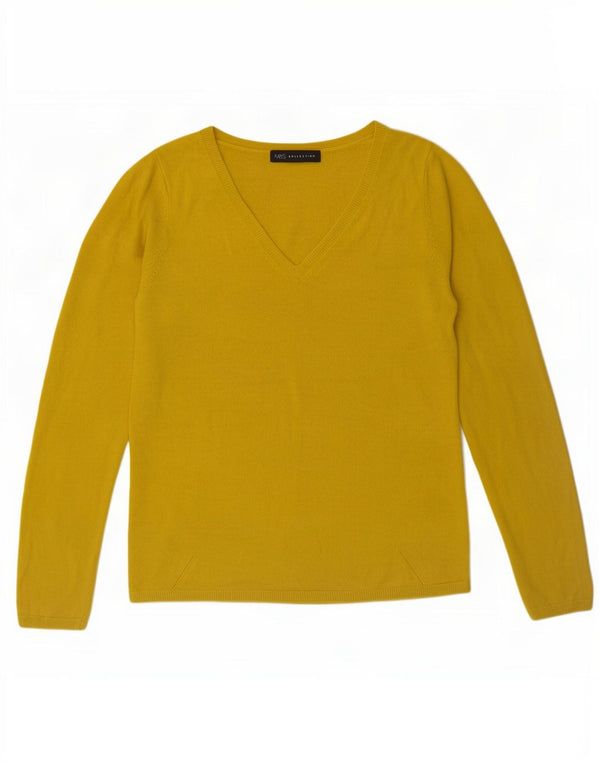Pulover pentru femei Marks & Spencer cu decolteu în V UK 10 Mic galben acrilic