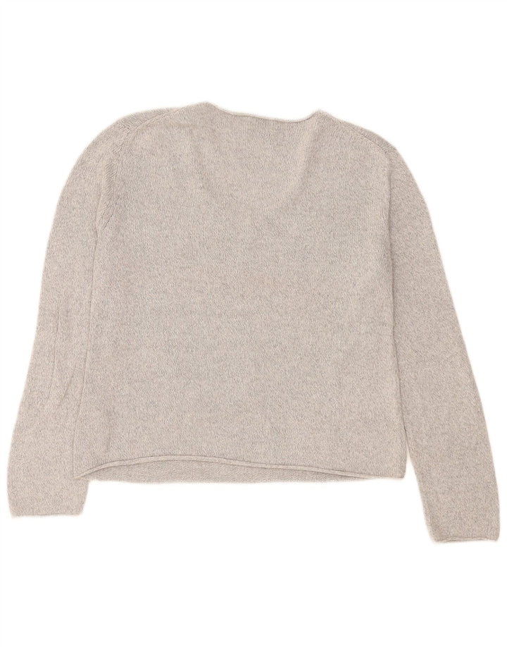 Pulover cu decolteu în V Massimo Dutti pentru femei UK 14, bumbac cu pete gri mediu
