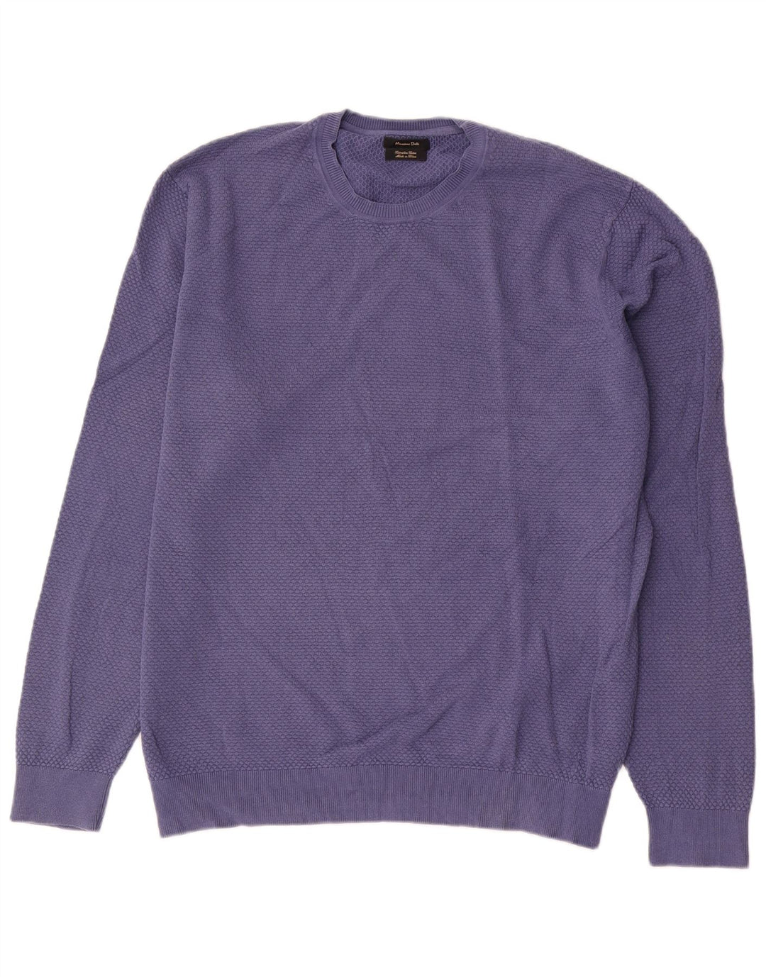 Pulover Massimo Dutti pentru bărbați, cu gât crew, XL, bumbac, albastru
