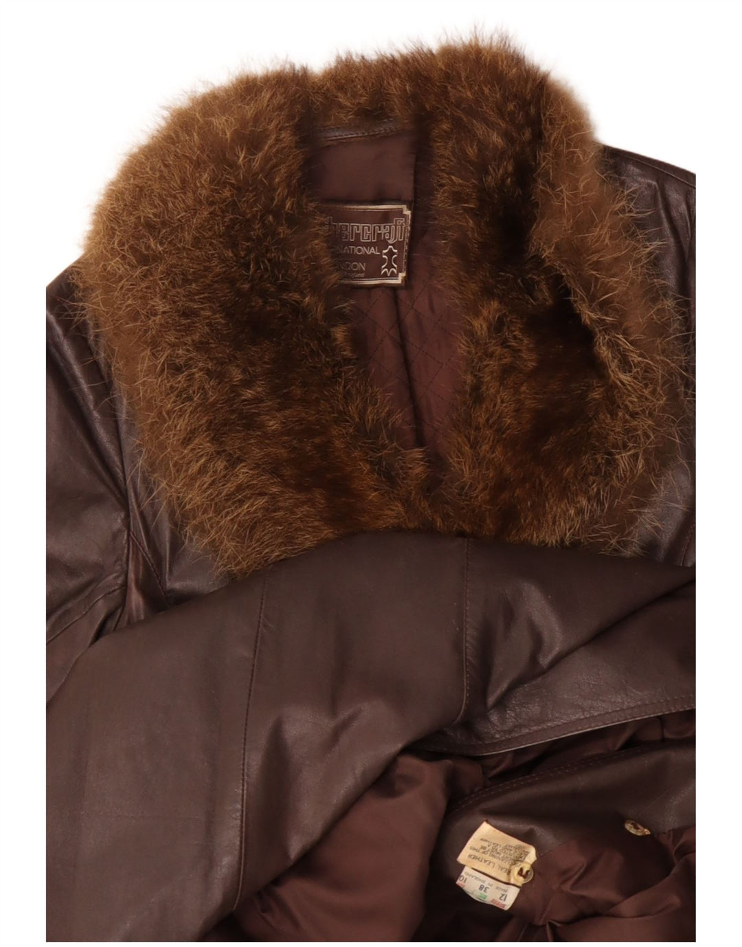 Palton de piele pentru femei VINTAGE UK 12 Piele maro medie