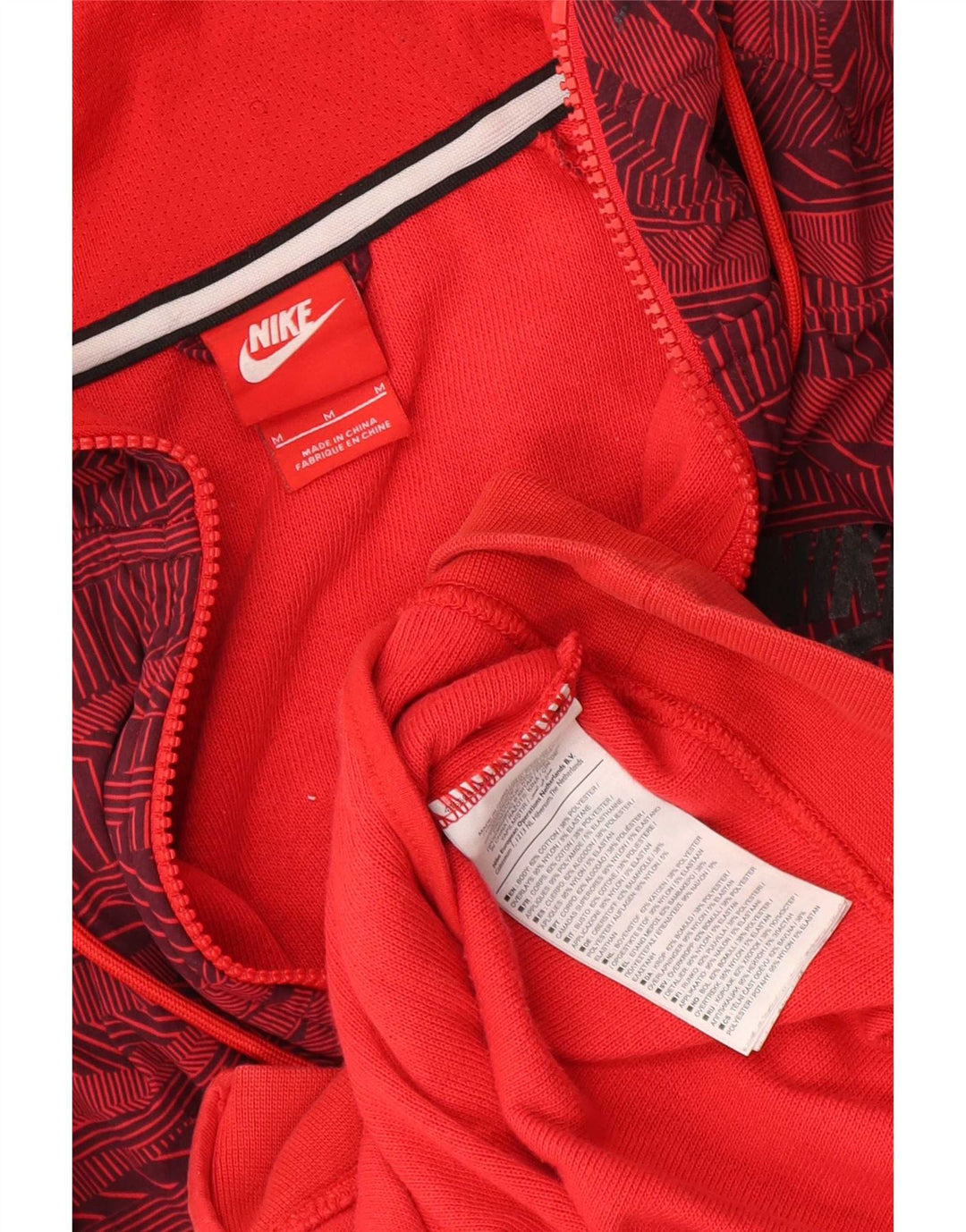 Pulover Nike pentru bărbați, cu fermoar, bumbac geometric, roșu mediu