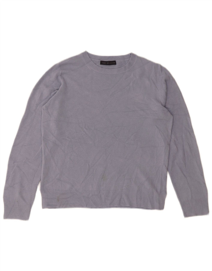 Pulover pentru femei Marks & Spencer cu decolteu triplu UK 14 Medium Blue Acrylic