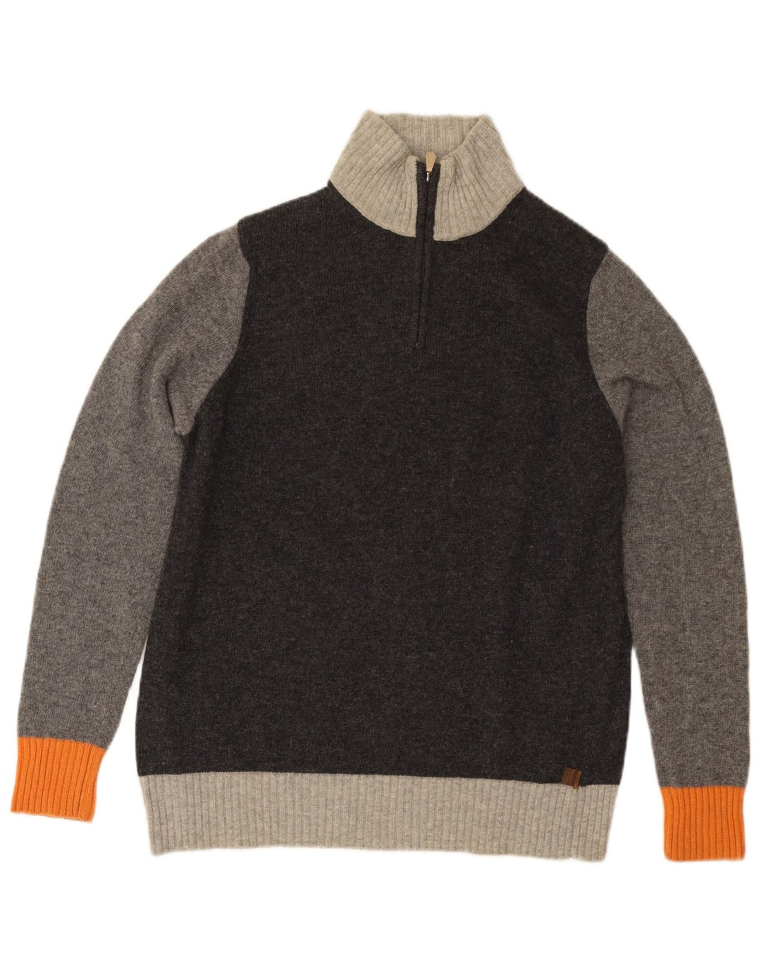 Pulover TRUSSARDI pentru bărbați, cu fermoar și gât, din lână color bloc, gri mediu