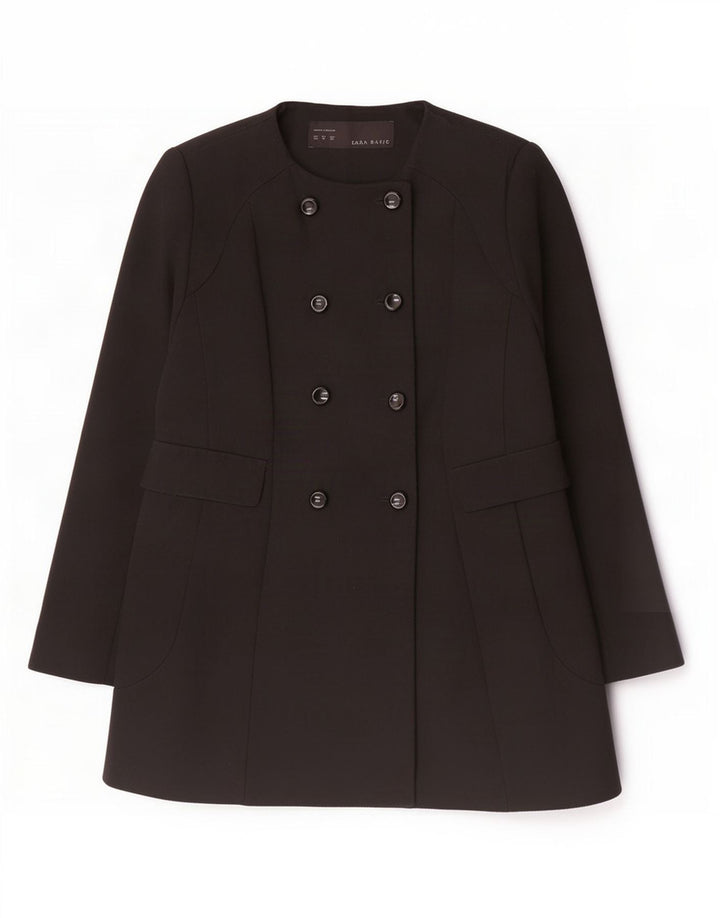 Palton dublu pentru femei Zara UK 18 XL Negru