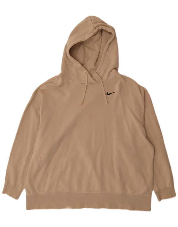 Pulover supradimensionat cu glugă Nike pentru femei UK 22 2XL bumbac bej