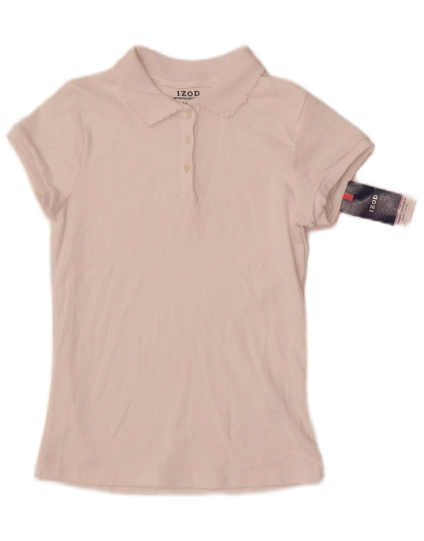Tricou Polo Fete Izod 13-14 Ani Mare Bumbac Alb