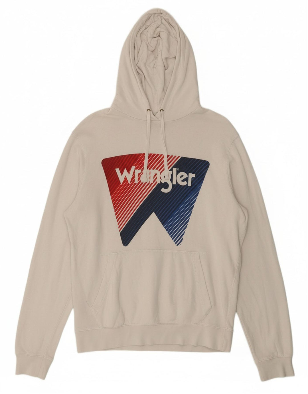 WRANGLER Mens Graphic Hoodie Jumper Small White Cotton