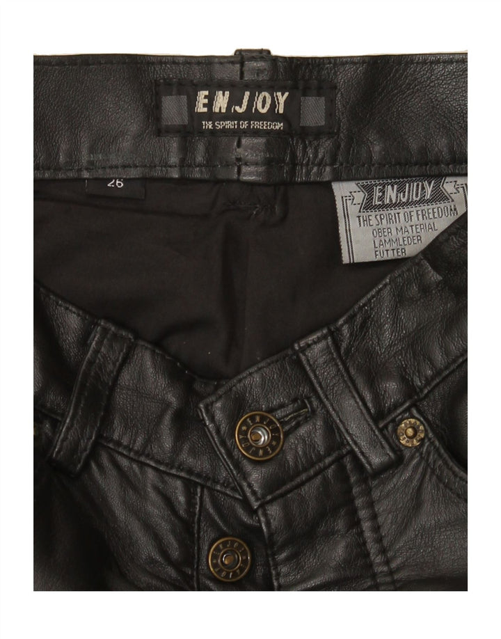 ENJOY Womens Straight Leather Trousers W26 L31 Black Leather Vintage ENJOY and Second-Hand ENJOY from Messina Hembry 