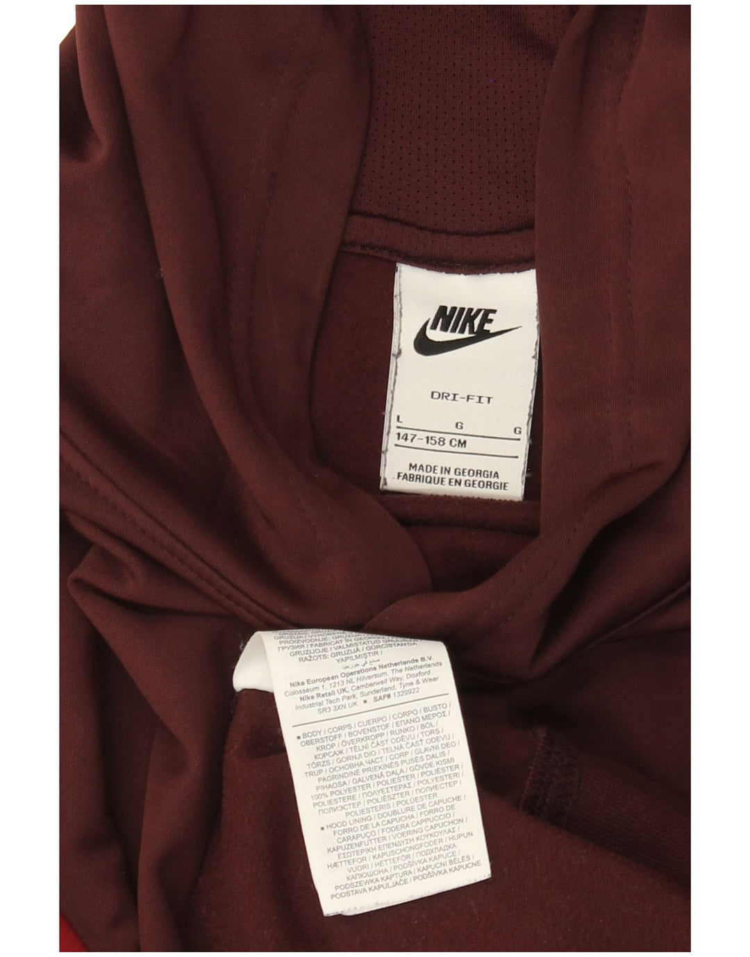 Pulover NIKE pentru băieți, cu glugă grafică, 12-13 ani, mare, burgundă