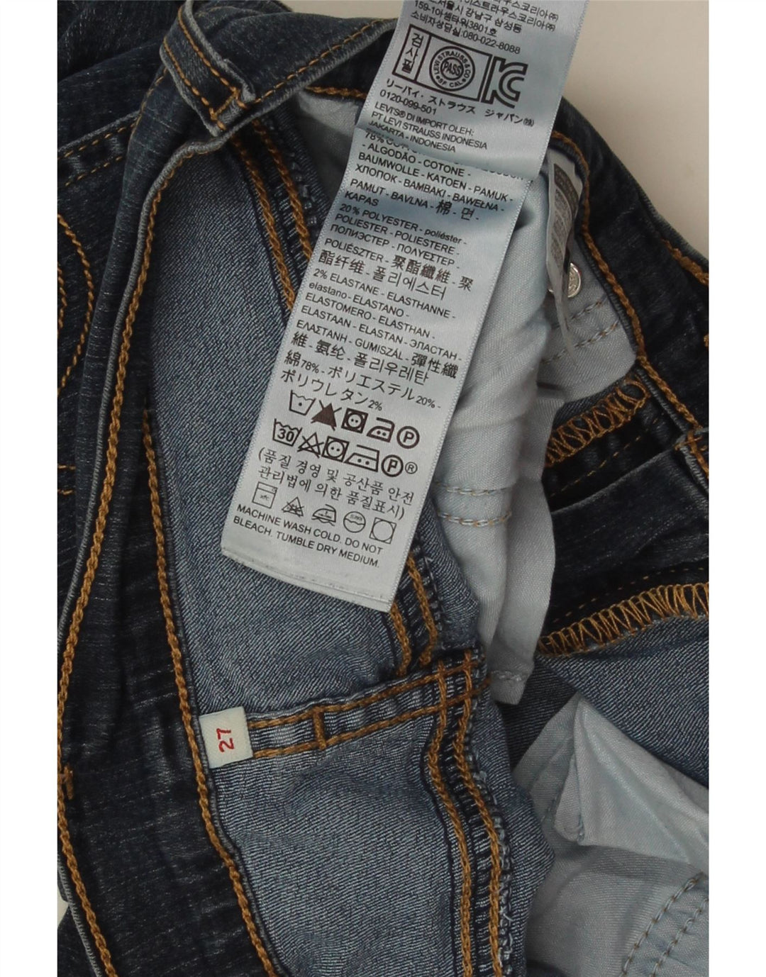 Pantaloni scurți din blugi pentru femei LEVI'S W27 Small Bluemarin Bumbac