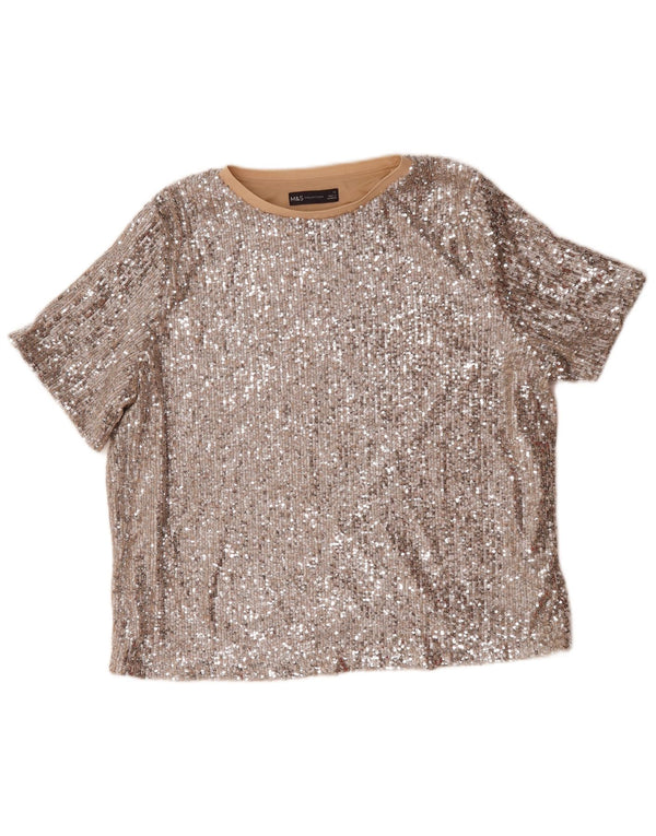 Bluză supradimensionată cu paiete pentru femei Marks & Spencer UK 16 Large Silver
