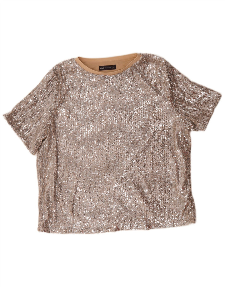 Bluză supradimensionată cu paiete pentru femei Marks & Spencer UK 16 Large Silver