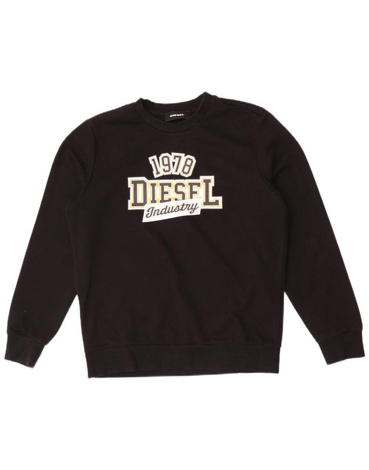 Pulover cu grafic pentru bărbați Diesel, bumbac mediu negru