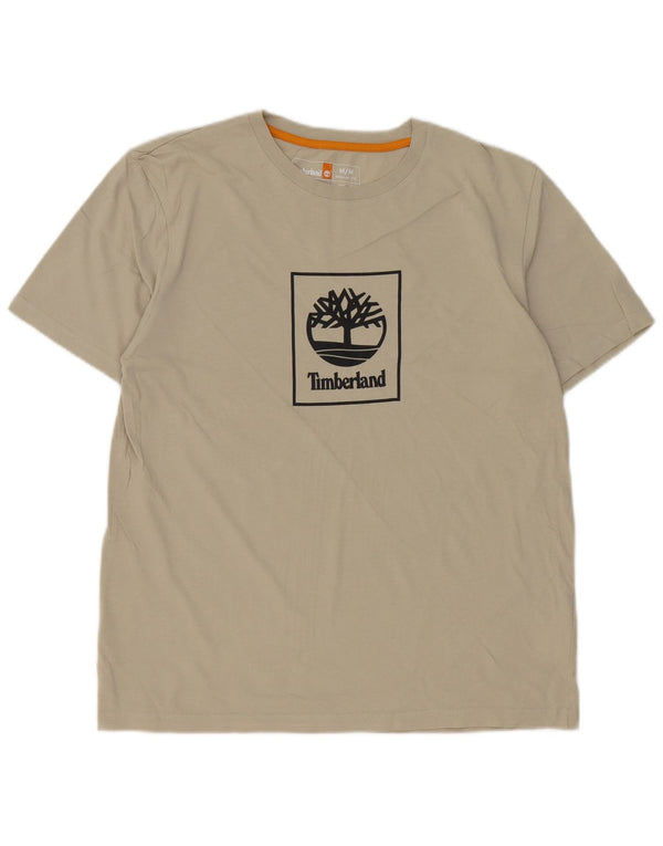 Tricou grafic Timberland pentru bărbați, cu croiala normală, top, bumbac, bej mediu