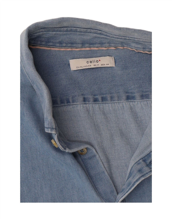CELIO Mens Denim Shirt XL Blue Vintage Celio and Second-Hand Celio from Messina Hembry 