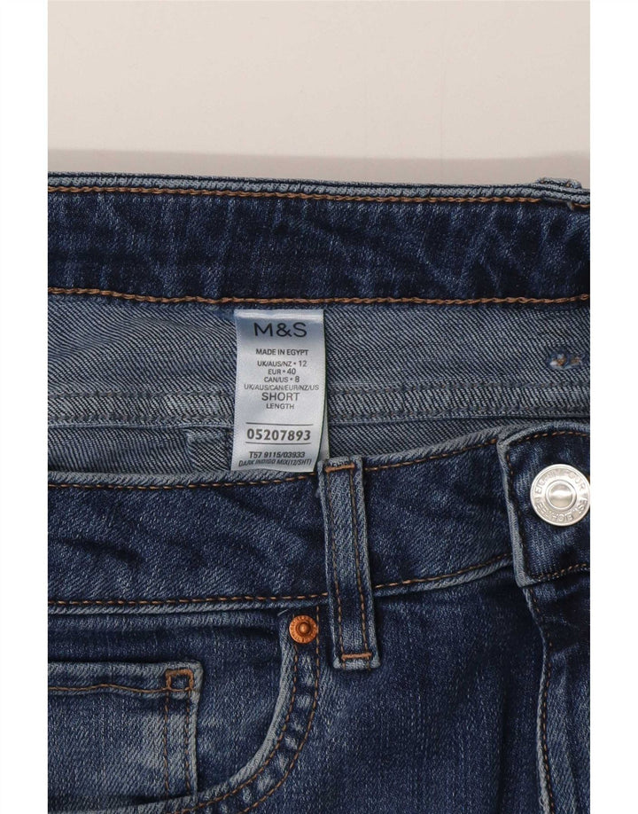 Blugi tăiați pentru femei Marks & Spencer cu talie înaltă UK 12 Medium W30 L25 Albastru