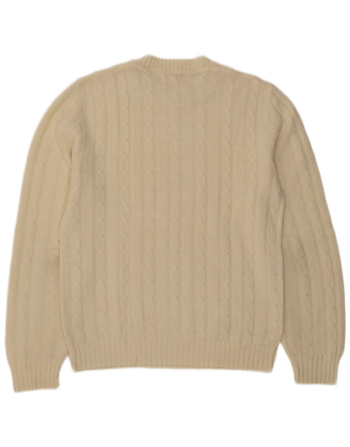 Pulover Jantzen pentru bărbați cu gât roșu, mediu alb