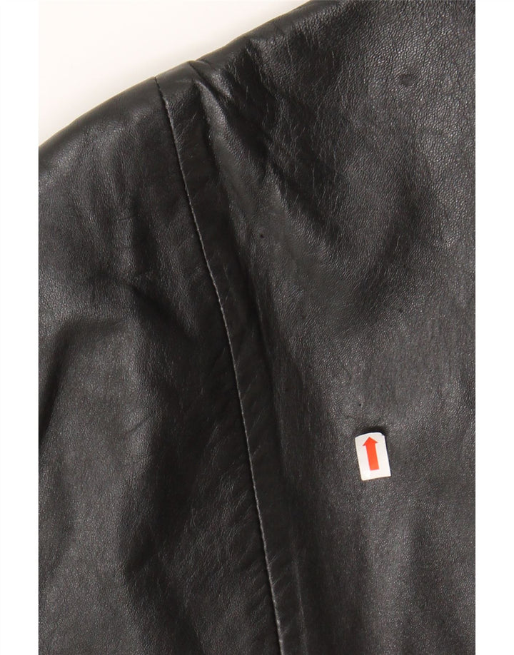 ESTELLE Womens Leather Coat UK 18 XL Black Leather