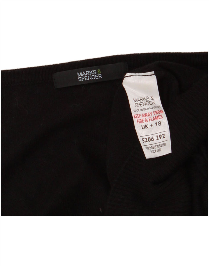 MARKS & SPENCER Pulover cardigan cu mâneci 3/4 pentru femei UK 18 XL Negru