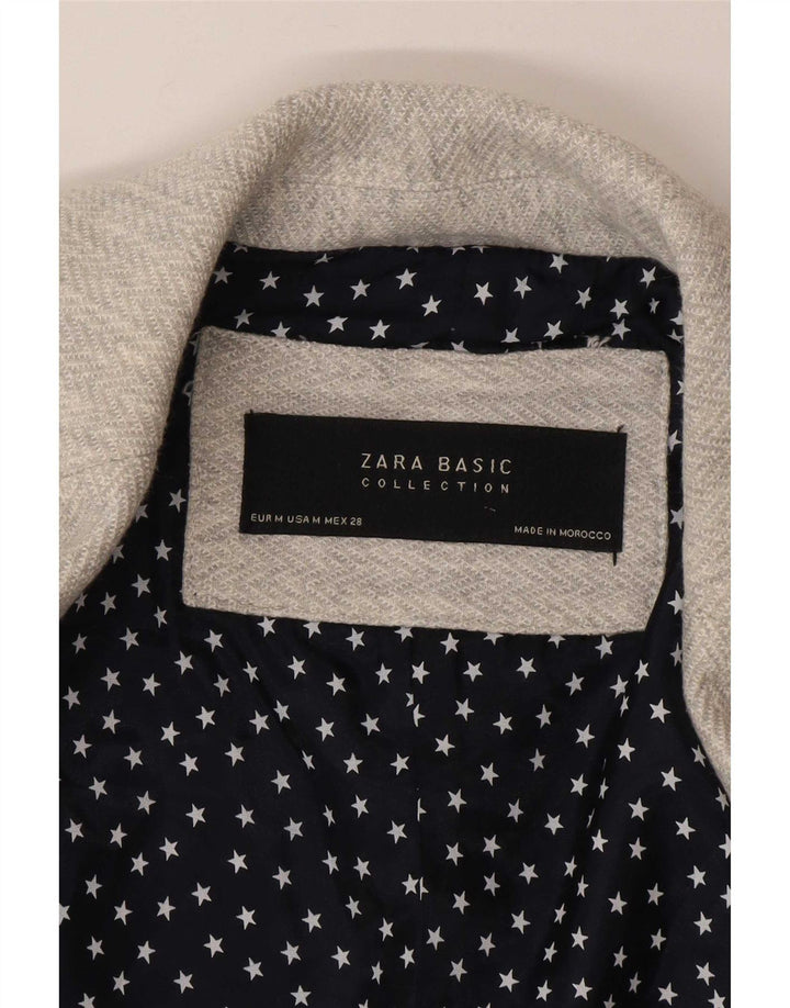 Sacou blazer pentru femei Zara, cu 1 nasture, UK 12, gri mediu, în oase