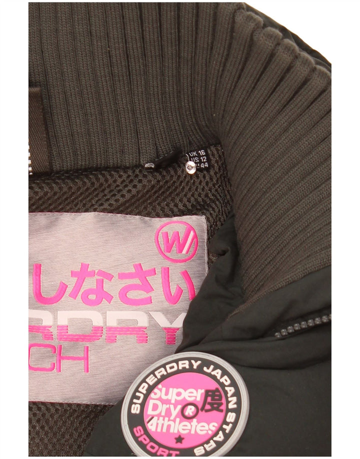 Jachetă căptușită cu glugă Superdry pentru femei UK 16, mare, verde, poliester
