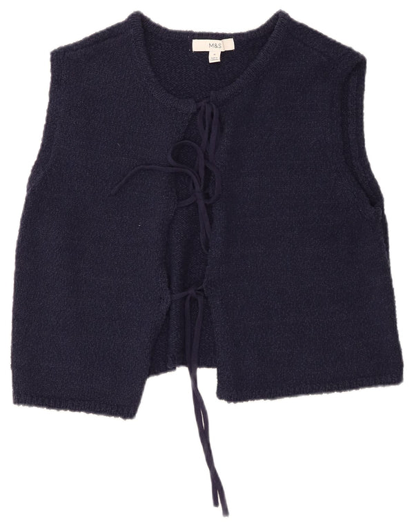 Pulover cardigan fără mâneci pentru femei Marks & Spencer UK 12 Medium Bleumarin