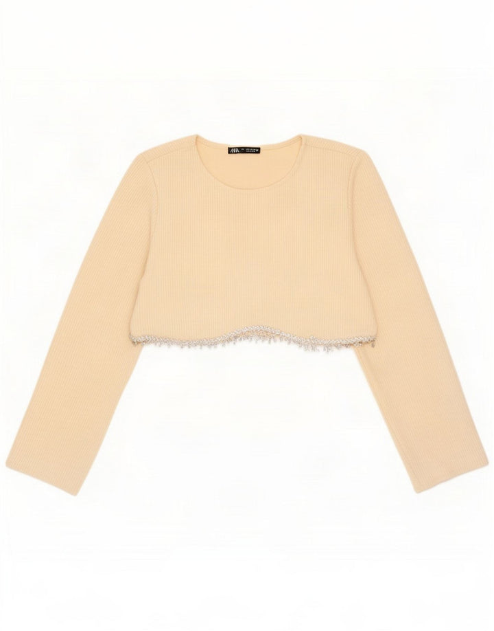 Zara Top cu mânecă lungă pentru femei UK 8 Small Off White
