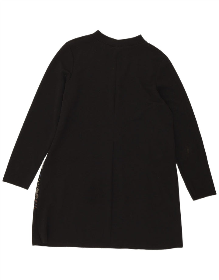 ZARA Womens Long Sleeve Basic Dress UK 18 XL Black Floral
