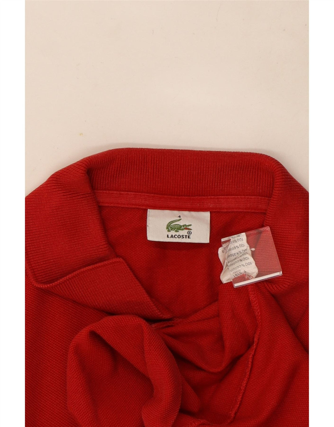 Tricou polo Lacoste pentru bărbați, mărimea 4, bumbac roșu mediu