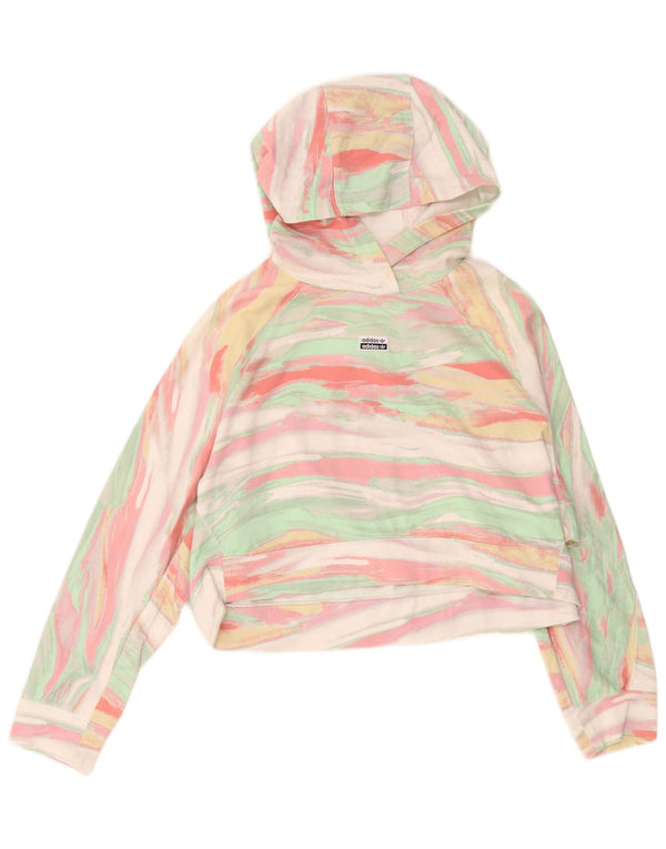 Jumper Adidas Crop Oversized Hoodie pentru femei UK 6 XS, cu dungi multicolore