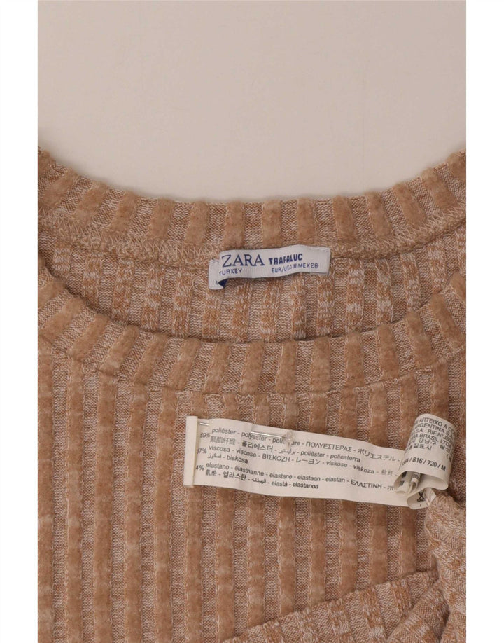 Pulover de damă Zara Crop oversize cu decolteu triplu UK 14 Bej mediu