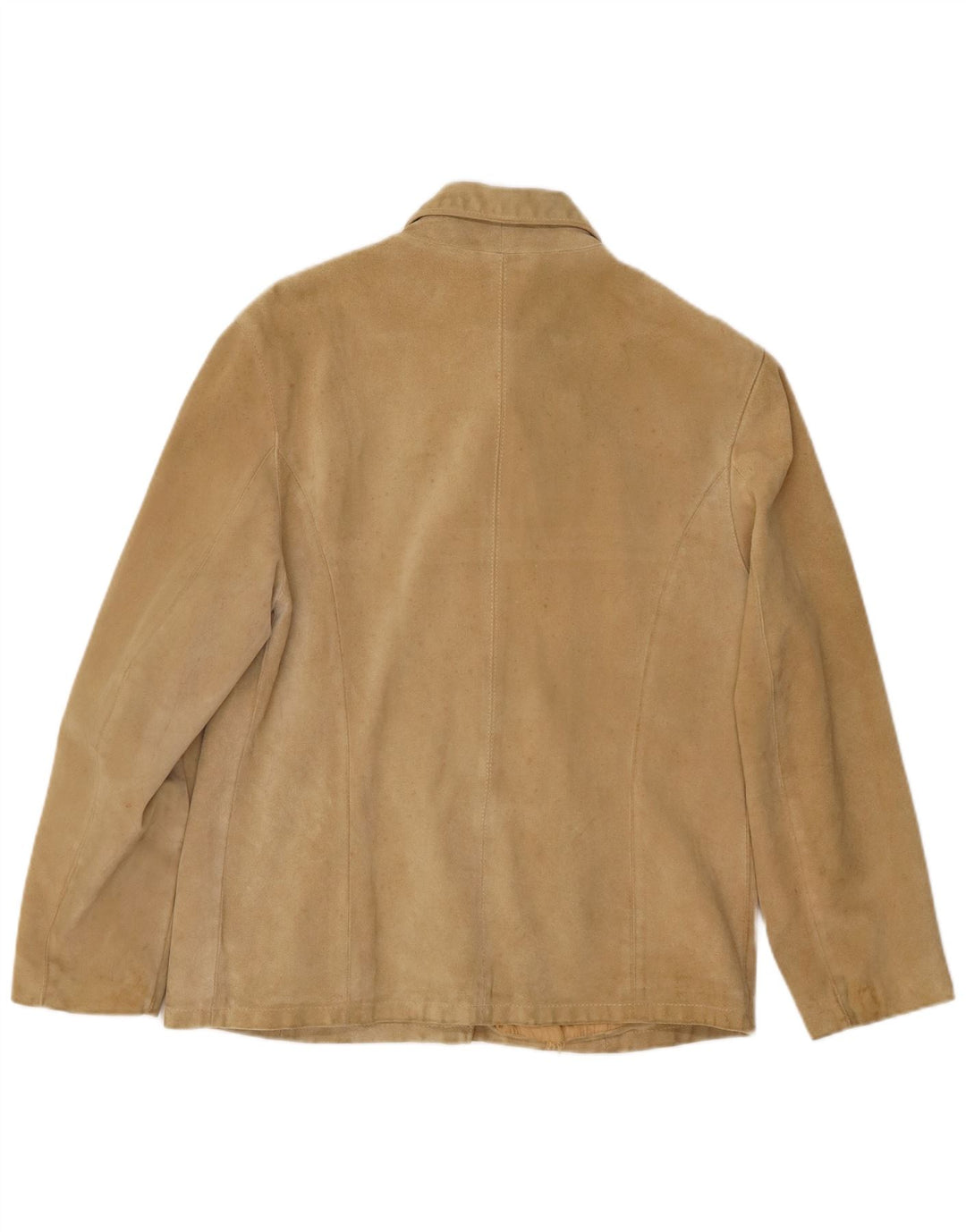 Jacheta de piele intoarsa de dama vintage IT 46 mare din piele bej