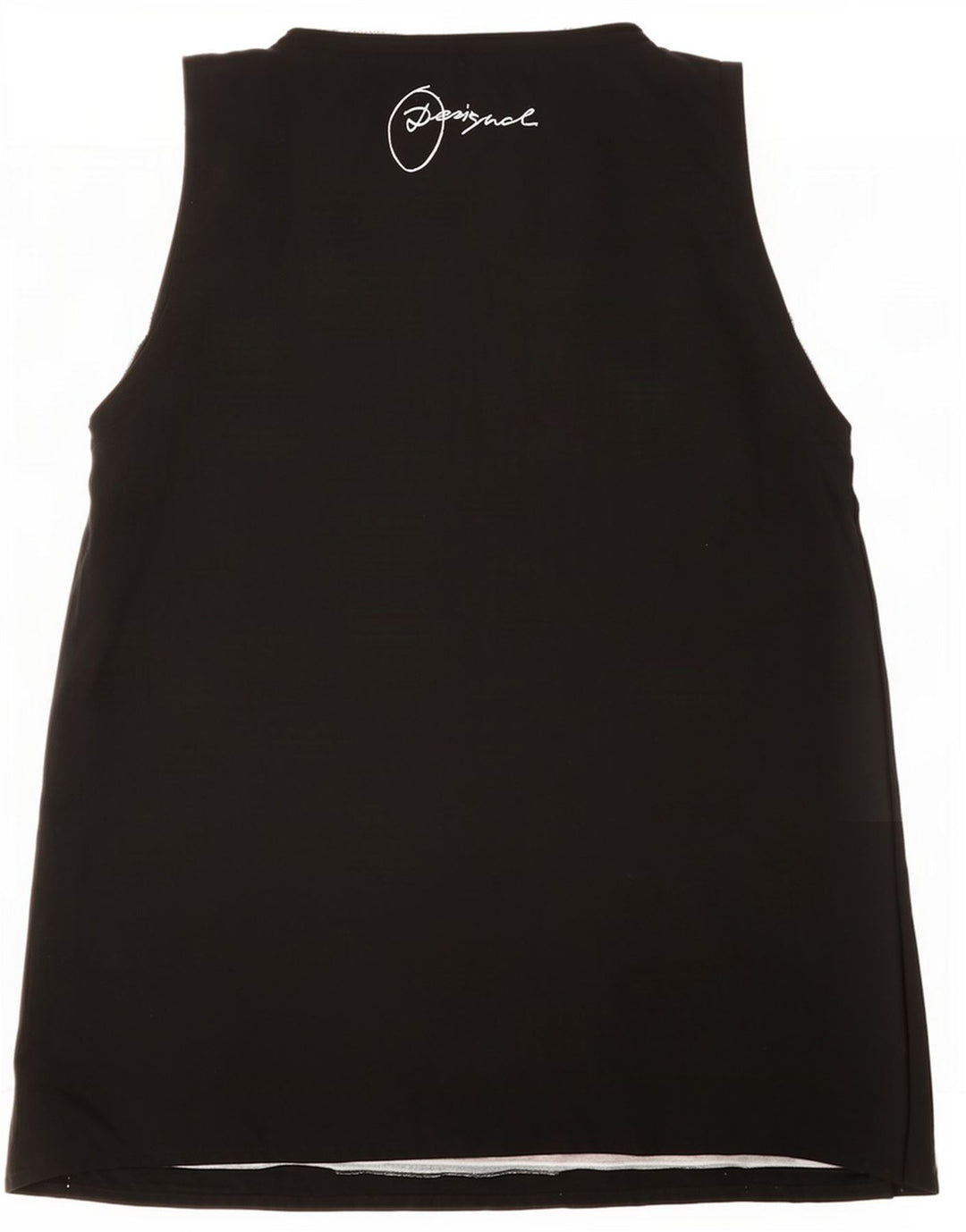 Desigual Womens Graphic Vest Top UK 12 Medium Black Geometric Poliester