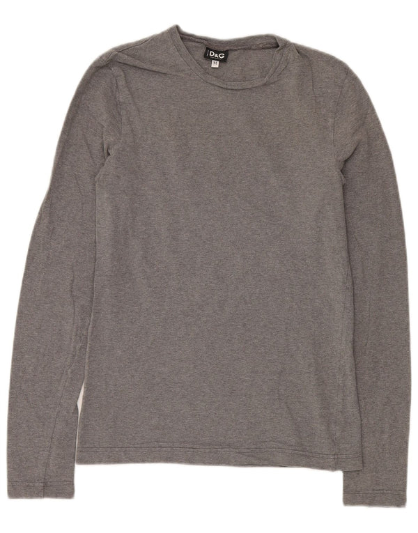 Dolce & Gabbana Womens Top Long Sleeve UK 12 Medium Grey Cotton