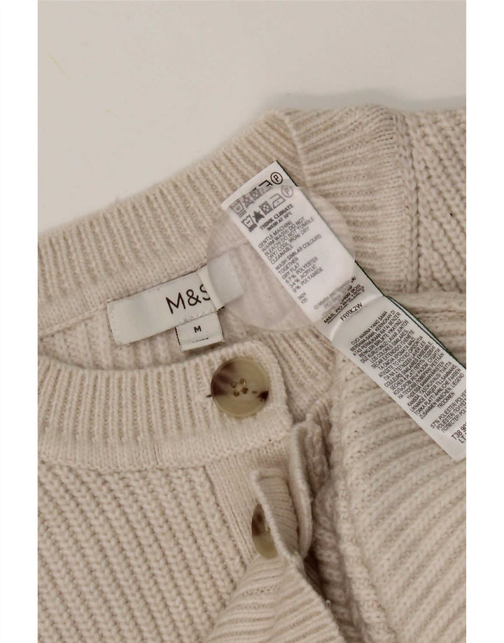 Pulover cardigan pentru femei Marks & Spencer UK 14 Medium Bej Poliester
