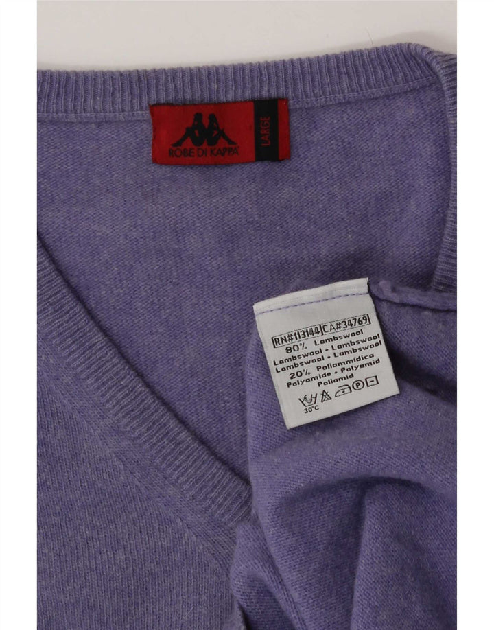 Pulover cu decolteu în V Kappa pentru bărbați, lână de miel violet mare