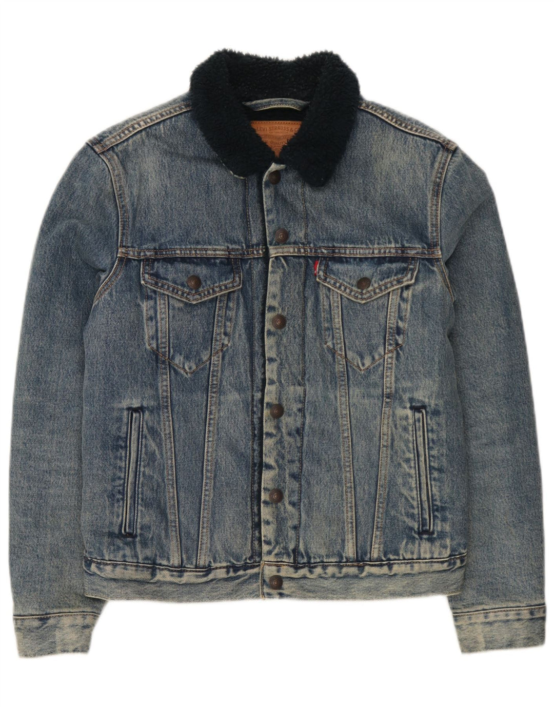 Jachetă pentru bărbați Levi's Sherpa Denim UK 36 Small Blue Bumbac