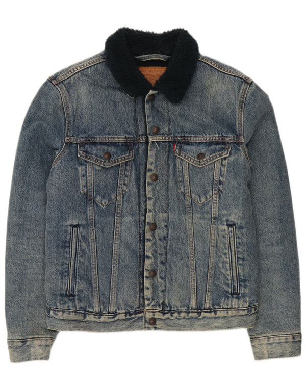 Jachetă pentru bărbați Levi's Sherpa Denim UK 36 Small Blue Bumbac