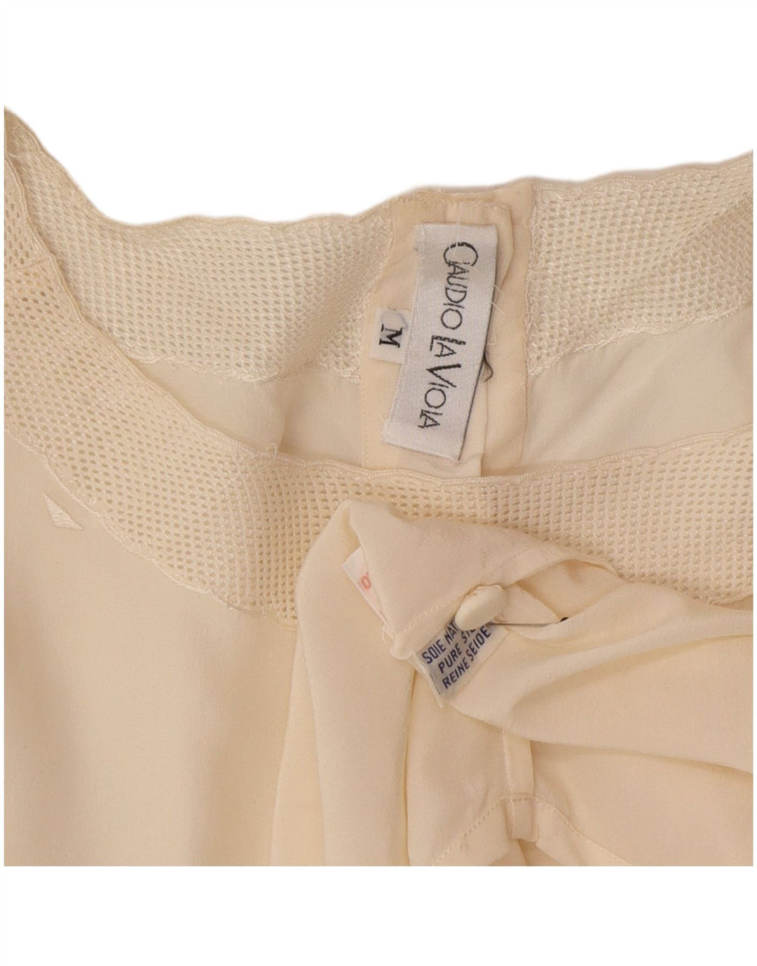 Bluză supradimensionată pentru femei Vintage UK 14 Mătase mediu alb