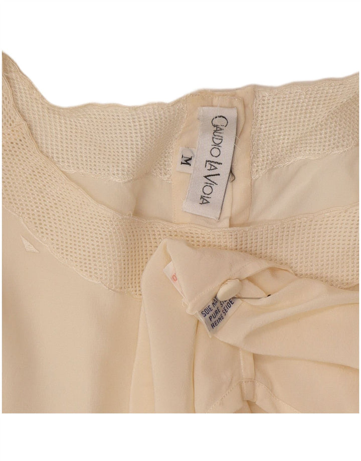 Bluză supradimensionată pentru femei Vintage UK 14 Mătase mediu alb