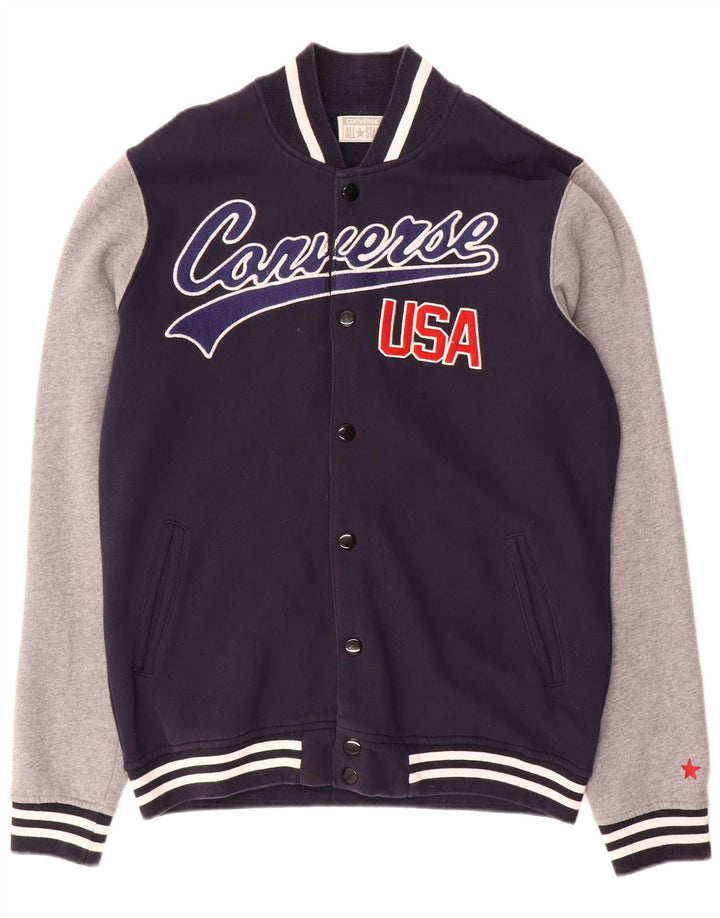Jachetă Converse Graphic Varsity pentru bărbați UK 40, mare, bleumarin, color block
