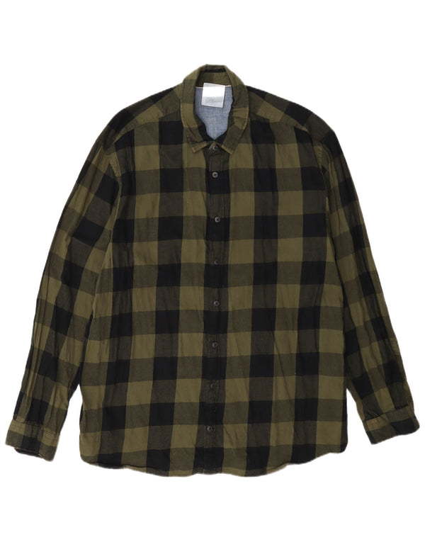 Cămașă de flanel Jack & Jones pentru bărbați, XL, bumbac vichy verde