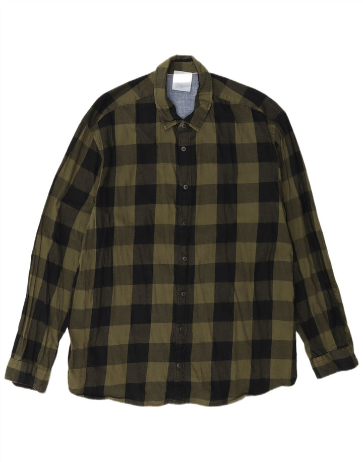 Cămașă de flanel Jack & Jones pentru bărbați, XL, bumbac vichy verde