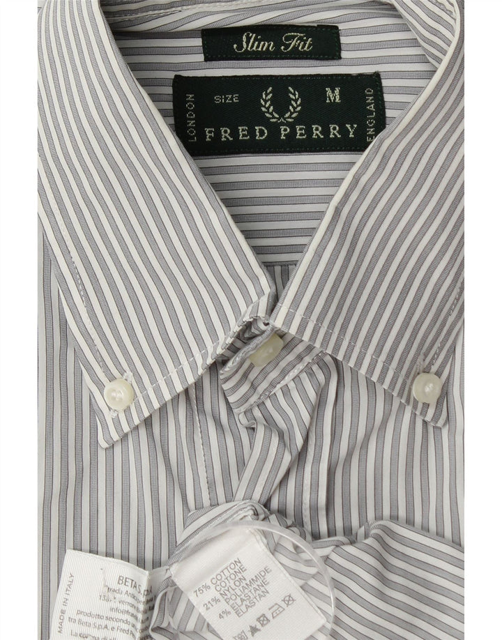 Cămașă pentru bărbați FRED PERRY Slim Fit, bumbac cu dungi gri mediu