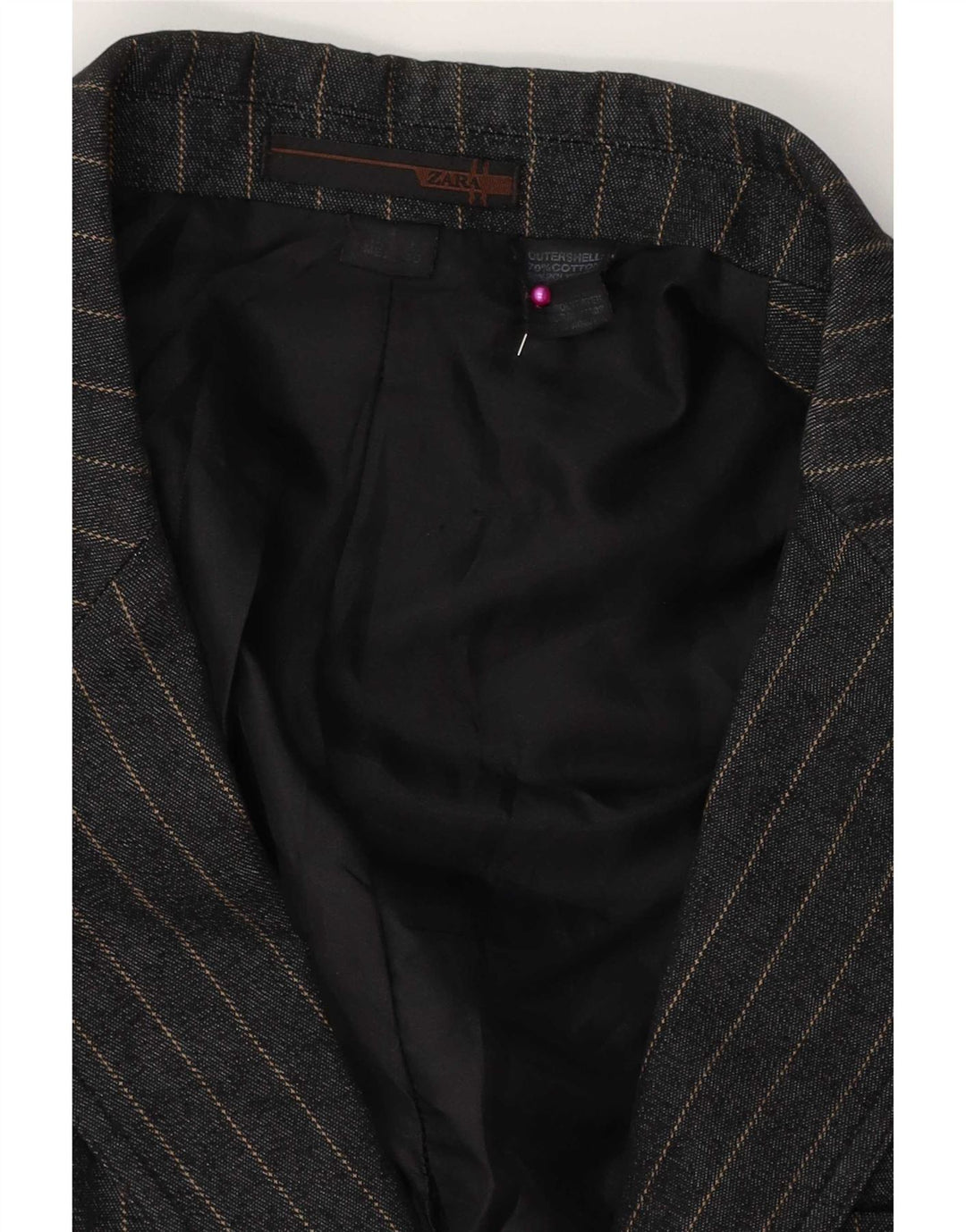 Blazer pentru bărbați Zara UK 38, bumbac cu dungi gri mediu