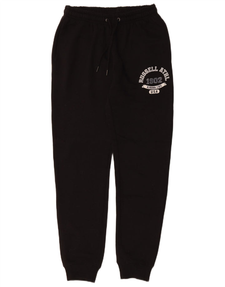 Pantaloni de trening grafic pentru bărbați Russell Athletic Pantaloni de jogging mediu negru