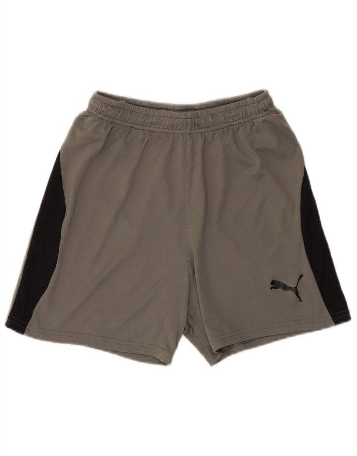 Pantaloni scurți sport Puma pentru băieți 13-14 ani, gri, poliester color bloc